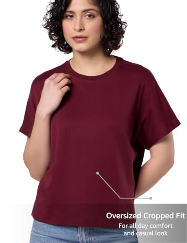 Image of Symbol Premium Women's Oversized Cotton Cropped T-Shirt (Stylish | Super Soft | Round Neck | Solid) (Available in Plus Sizes)