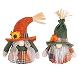 2 pcs gnomo bambola autunno bambola ringraziamento decorazioni, sospensibile gnomo autunnale con foglia di acero bambola senza volto ornamenti per la decorazione fattoria raccolti di vacanze