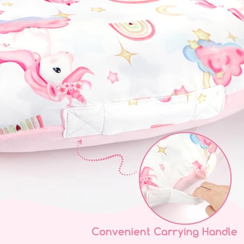 Image of Newborn Lounger Cover for Boys Girls, Soft Comfortable Baby Lounger Cover 1 Pack Reversible Removable Fleece Slipover for Infant Lounger Pillow, Unicorn (Cover Only)