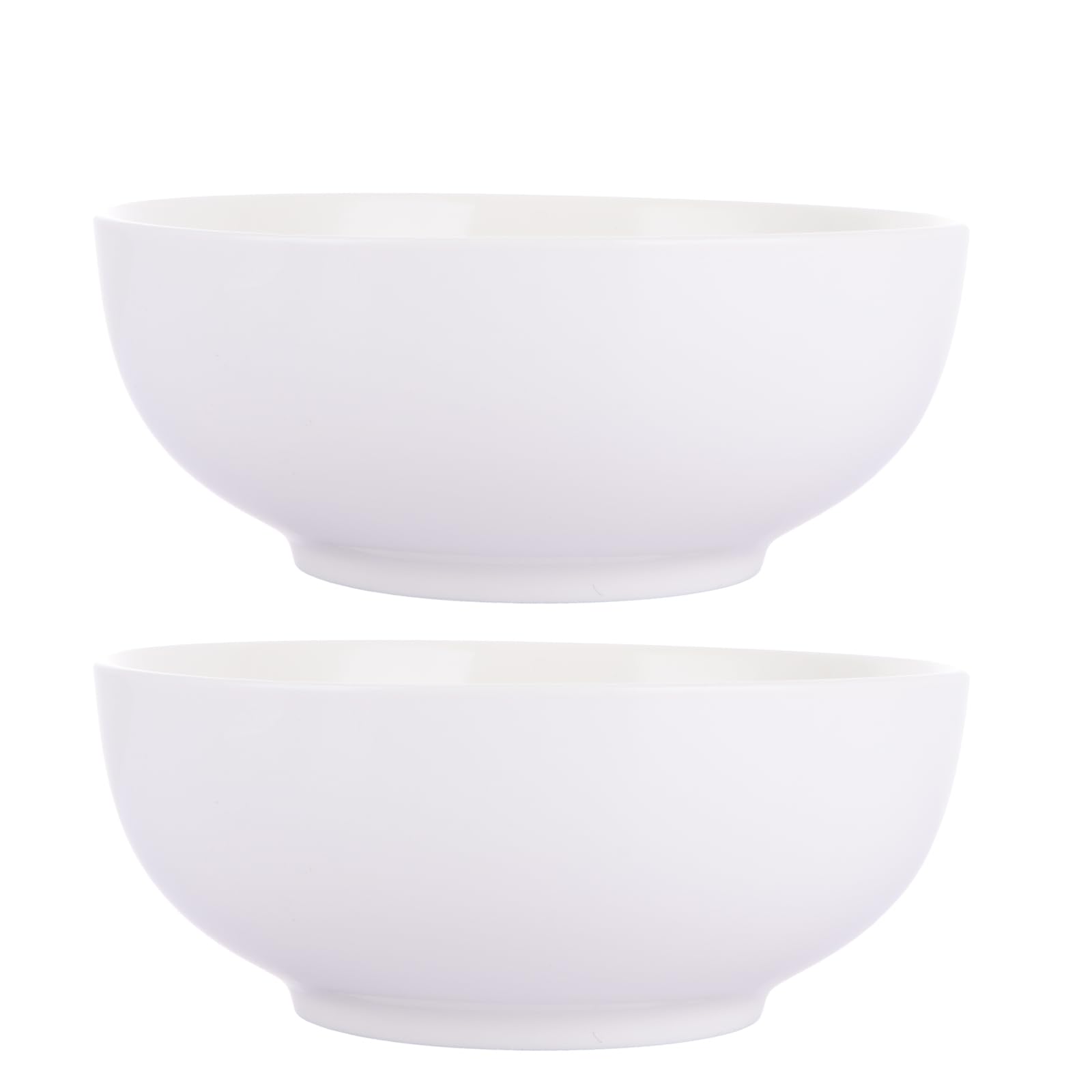 WOPPLXY 2 PCS Large Salad Bowl, 1400ML Porcelain Big White Serving Bowl Cereal Bowl, 8 Inch Ceramic Solid Pho Soup Bowl Serving Dishes Breakfast Bowl