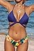 CUPSHE Women's Low Rise Bikini Flower Printing Cross Back Tie Two Piece Swimsuits, L