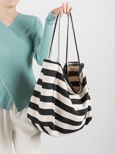Stripe Tote Hobo Bag Women Handbag Large Capacity Tote Shoulder Bag Casual Crossbody Bag Gift for Women4