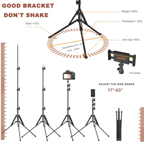 Image of Ring Light 18 inch with Stand, 55w 6700K LED Light,63 inch Tripod,Multi-Angle Adjustable Phone Stand, for iPhone and Android Phones, CRI95, Suitable for YouTube, TikTok, Selfies (Black, 18 inch)
