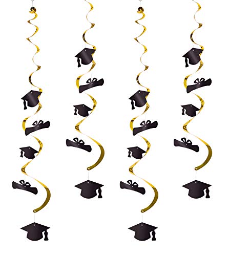 2020 Graduation Party Supplies Hanging Decorations - Congrats Grad Mortarboards Diplomas Ceiling Swirl Decor