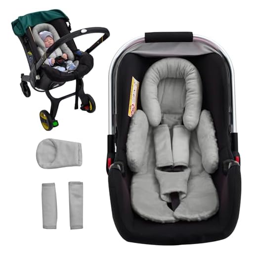 Baby Car Seat Head Support for Doona Stroller, Thickened Infant Carseat Head Support with 3 Strap Covers, Reversible Car Seat Insert for Newborn, Baby Car Seat Cushion with Filled Natural Cotton