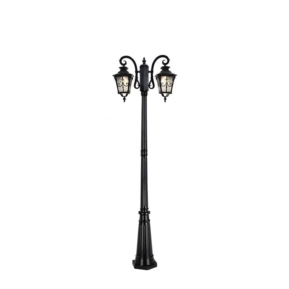 QUSYZD Post Lights Outdoor,2-Lights Black Ip54 Waterproof Landscape Light High Pole Pillar Lamp Patio View Road Lamp Pathway Decorative Fixture Aluminum Glass Pole,Onecolor-2.7M