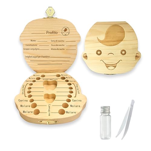 Dimensioni: 12 x 11 x 2,2 cm. Sonfedo Scatola per denti di latte, in legno, regalo di memoria per bambini, per bambini e ragazze (ragazzi)