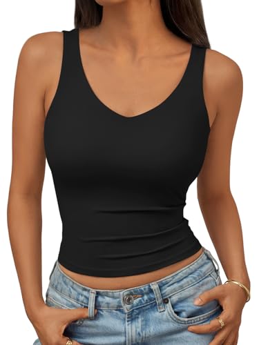 Trendy Queen Womens Tank Tops Double Lined Crop Sleeveless Going
