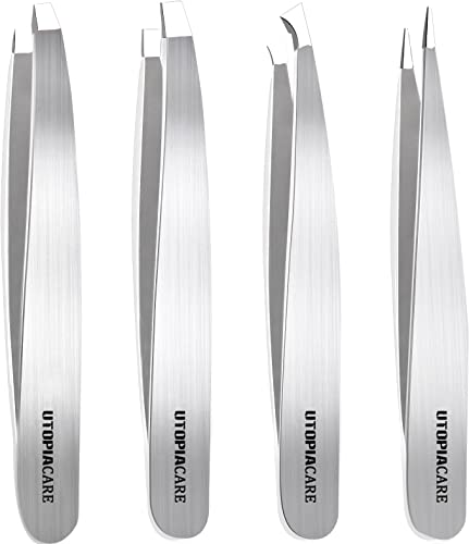Utopia Care - Professional Stainless Steel Tweezers Set (4-Piece) – ...