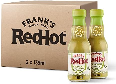 Frank's RedHot Fire-Roasted JalapeƱo Craft Hot Sauce 135 ML, Pack of 2, Smokey Fiery Hot Chilli Sauce, Use as Condiment, for Veg & Non-Veg Cuisine, Perfect for Grilled Chicken, Nachos and Tacos
