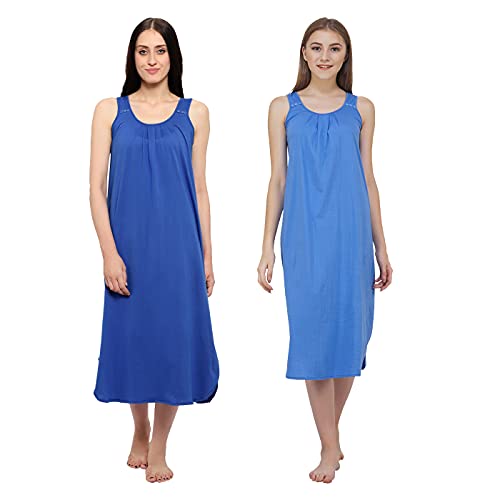 Image of BLAZON Women's Cotton Hosiery Solid Maxi Nighty Slip (Pack of 2) Available Sizes: S, M, L, XL, 2XL, 3XL, 4XL, 5XL