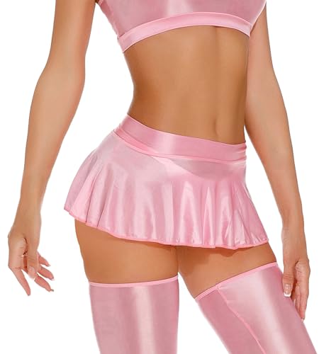 Mini jupe sexy et brillante FEOYA courte plissée pour femme