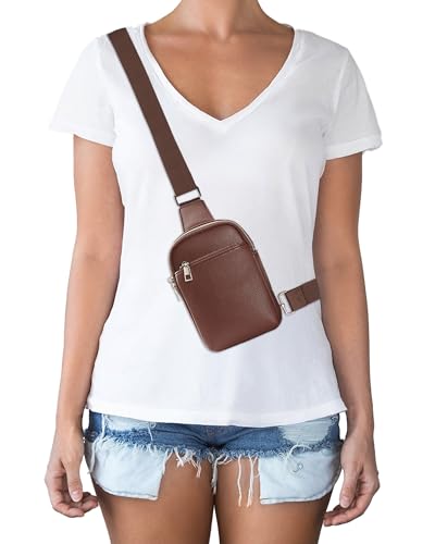 Peicees Travel Small Sling Bag Leather Crossbody Bags for Women Fanny Packs Cross Body Bag for Woman Cross Body Purses