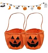 Halloween Pumpkin Candy Bags,2PCS Pumpkin Candy Basket,Pumpkin Buckets,Halloween Trick or Treat C...