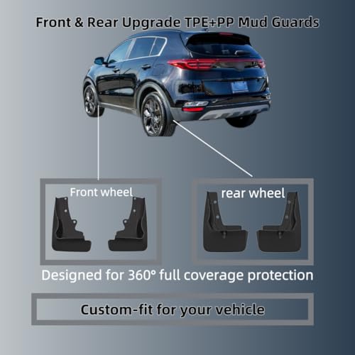 Image of No Drill Mud Flaps Compatible with Mitsubishi Outlander Sport 2020-2025, Custom Fit Splash Guards for Flush Wheel Arch, All Weather Mud Guards (Does NOT Fit Trail Edition)