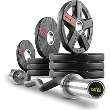XMark EZ Curl Olympic Bar Set - CHISEL Bar With TEXAS STAR Plates, Weight Set and Barbell