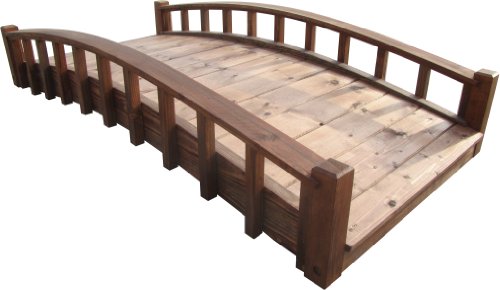 SamsGazebos Moon Bridges Japanese Style Arched Wood Garden Bridges, 6-Feet, Brown