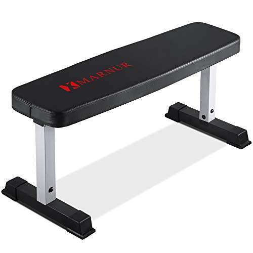 MARNUR Flat Weight Bench 600 LBS Capacity - 42 x 18.5 x 19” Fitness Utility Dumbbell Bench for Weight Training Exercise Home Gym