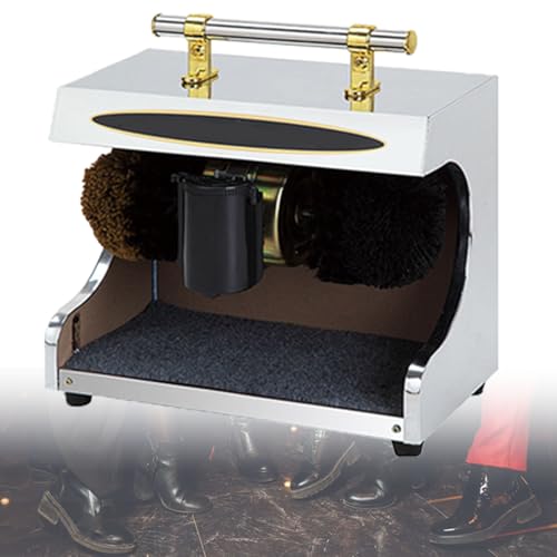 Cireuse à chaussures à induction automatique, polisseuse mécanique, brosse à chaussures électrique pour famille, hôtel, banque, bureau, brosses à chaussures, avec double brosse combinée,Silver