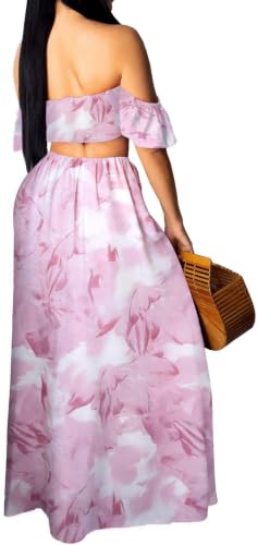 Image of Sexy Two Piece Sets for Women Vacation Elegant Sleeveless Top Long Split Maxi Dress Beach Swimwear