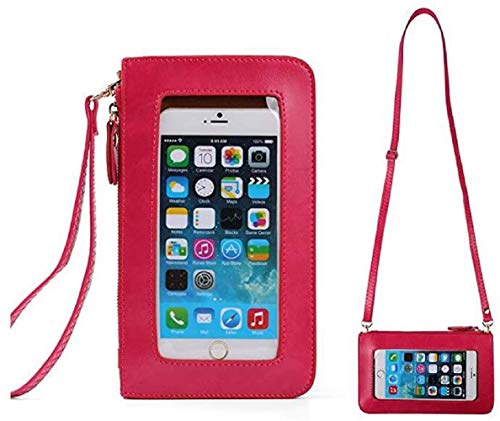 Preisvergleich Produktbild Geldbörse Damen Handy Umhängetasche Touchscreen Handytasche Leder zum Umhängen Crossbody Frauen kleine Schultertasche Brieftasche für iPhone 12 Mini 11 Xs Max XR 8 Plus Galaxy Note10 (Rosa)