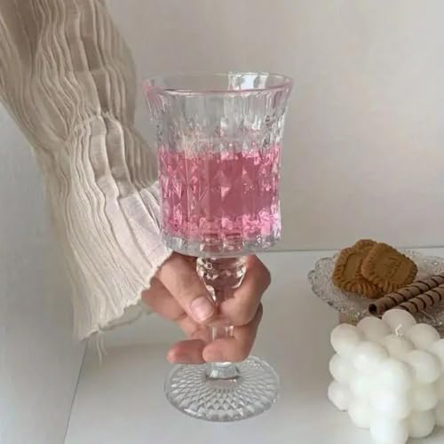 Image of Forestamart Red Wine Glasses Set with Checkered Pattern (170ml) || Ideal for Christmas, New Year, Birthday, Thanksgiving || Embossed Goblet Glasses, for Red & White Wine Home Bar Party (6)