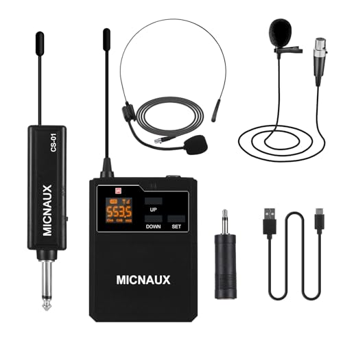 MICNAUX Wireless Lapel Microphone System with Headset & Lavalier Mics