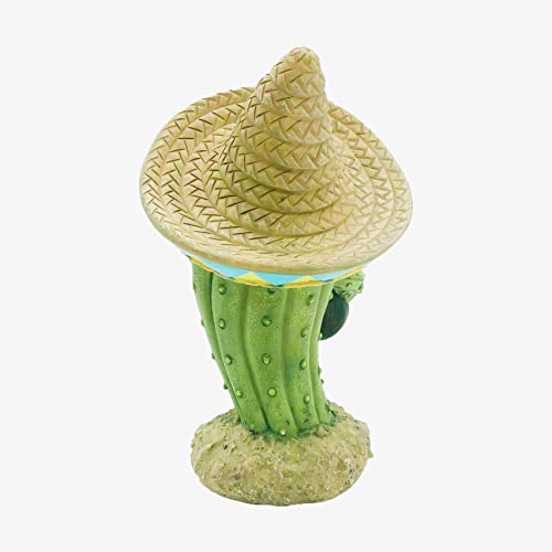 Floryden Western Comic Cactus Statue With Guitar In Mexican Hat，Cactus Baby Figurine For Modern Home Decor Tabletop Shelf Decor, Resin 7.28” H #TOP4