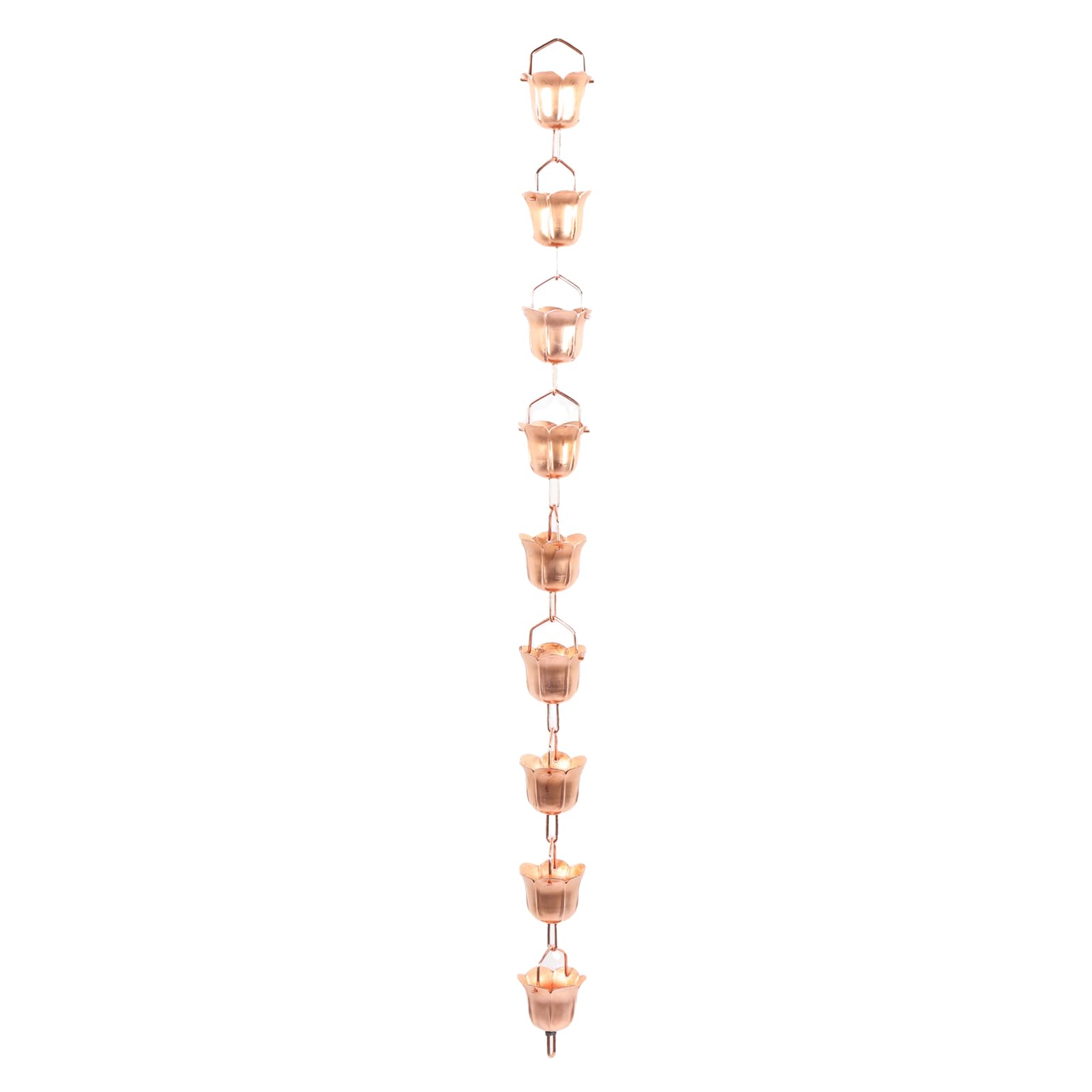 Chaîne de pluie en cuivre floral suspension gouttière toit 1m