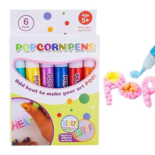 Generico 3D-pen met luchtbellen, 6 stiften, met opgeblazen inkt, voor kinderen en creatief knutselwerk