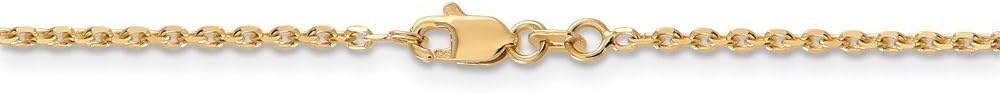 Real 14kt Yellow Gold 1.65mm Solid Diamond Cut Cable Chain; 9 inch; Lobster Clasp