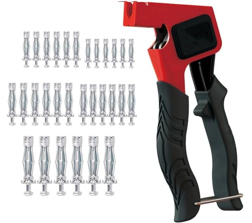 Pince de montage pour chevilles à corps creux, kit de chevilles en métal pour plaques de plâtre, avec vis avec 30 chevilles métalliques M4/M5/M6 pour cavité, pour Réparations, Montages