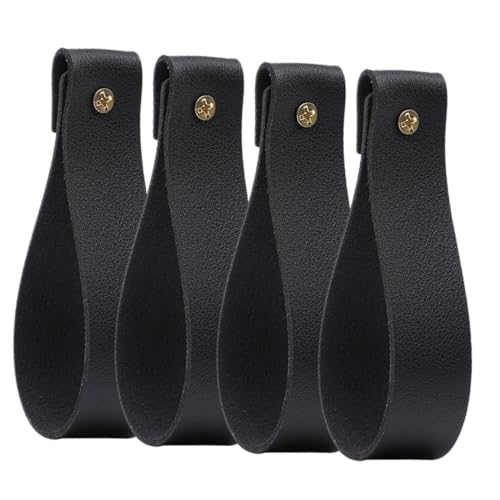 IWOWHERO 4pcs Leather Curtain Rod Holder Straps Wall Mounted Hooks for Style Decoration for Bathroom Kitchen Bedroom Easy Installation Leather Material