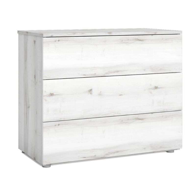 Miroytengo Comò Lione per camera da letto in stile contemporaneo in colore bianco Albo con 3 cassetti 80 x 74 x 40 cm