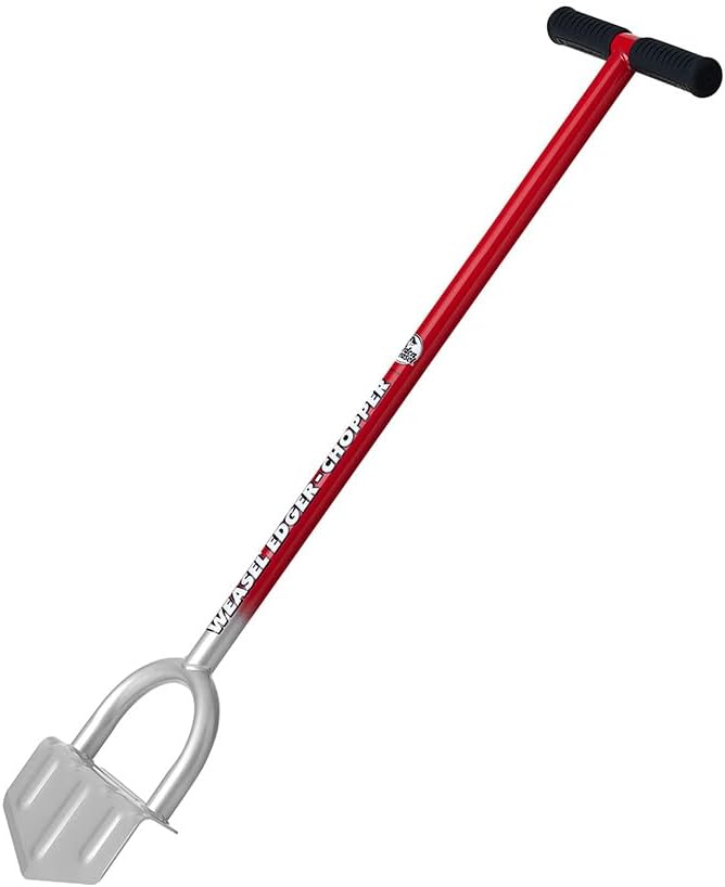 GARDEN WEASEL Edger-Chopper – Black Grip | Manual Lawn Edger Tool for Garden Beds, Sidewalks, Patios & Landscaping | T-Handle, Half Moon Blade | 91716-A