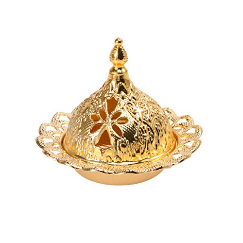 STOBAZA Quemador De Incienso De Navidad Quemador De Incienso Tibetano Dorado Flor Titular De Incienso Soporte para Conos De Incienso Quemador Bakhoor Mubkhara Horno De Incienso Cónico