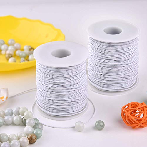 Zealor 2 Roll 0.8 mm Elastic String Cord Elastic Thread Beading String Cord for Jewelry Making Bracelets Beading 100 Meters/Roll (White)