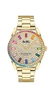 Coach Women's 14503657 Rainbow Crystal and Gold Steel Quartz Watch, Gold, 36MM