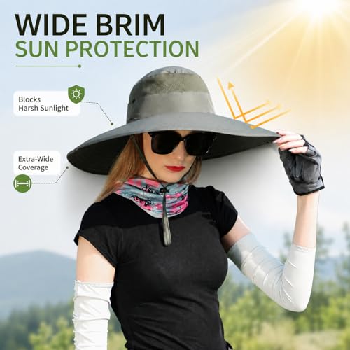 Image of Wide Brim Sun Hat for Men Women UV Protection Ventilated Summer Hats for Fishing Hiking Garden Beach
