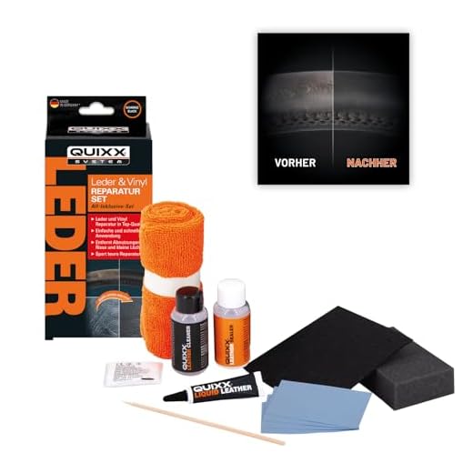 QUIXX 20752 Leder und Vinyl Reparatur-Set | Beschädigungen an Autositz und Lenkrad reparieren | Leder Reparaturset | Vinyl Reparaturset | All-Inklusive-Set