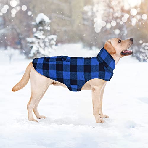 Malier Dog Winter Coat, Classic Plaid Fleece Dog Cold Weather Coats Dog Jacket With Pocket, Windprood Warm Dog Coat Vest Winter Pet Clothes Apparel For Small Medium Large Dogs (Blue, X-Small) #TOP4