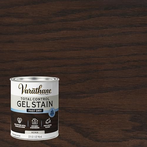 Varathane Total Control Gel Stain | Low Odor Water-Based Formula | Thick Gel Formula for Vertical Surfaces | Ideal for Wood, Metal & Fiberglass | Quart | Kona by Varathane - Image 2