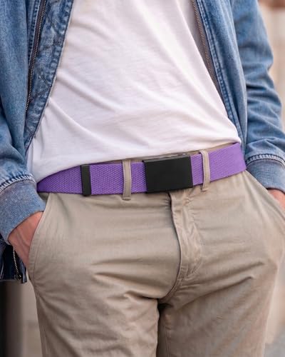 Image of Mile High Life Cut To Fit Canvas Web Belt Size Up to 52 inch with Flip-Top Solid Black Military Buckle