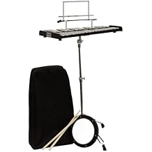 Mendini by Cecilio Glockenspiel Bell Kit for Beginner Students - Percussion Xylophone with Muted Drum Practice Pad, a Pair of Glockenspiel Mallets, Wooden Drum Sticks, Adjustable Stand, Carry Bag