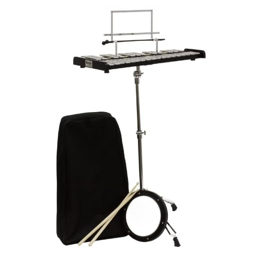 Mendini by CECILIO Student Beginner Glockenspiel Bell Kit with Muted Practice Pad, a Pair of Glockenspiel Mallets, Wooden Drum Sticks, Adjustable Stand, and Carry Bag (30 Notes G5 - C8)