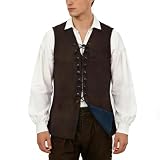 BPURB Mens Renaissance Steampunk Lace-up Vest Gothic Waistcoat Reversible Vest for Men