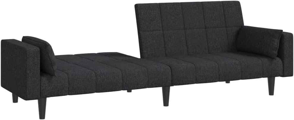 Sofa Bed Black Fabric (100% Polyester) Living Room Furniture
