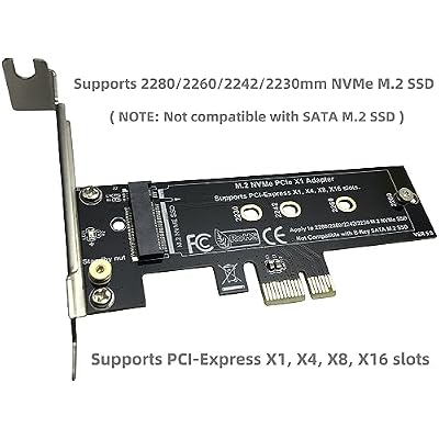 M.2 PCIe NVMe X1 Adapter with Aluminum Heat Sink, Support PCIe 3.0 4.0 X1 X4 X8 X16 Slot.
