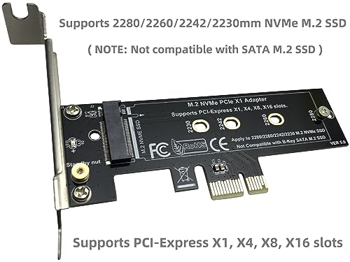 Bejavr M.2 PCIe NVMe X1 Adapter with Aluminum Heat Sink, Support PCIe 3.0 4.0 X1 X4 X8 X16 Slot. image_3