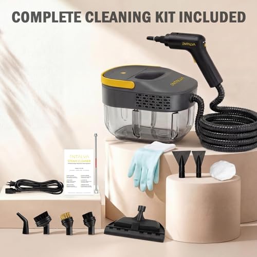 Image of 15 Accessories Steam Cleaner for Home,1.69QT Tank Handheld Steamer for Cleaning, Potable Pressurized Steam Cleaner for Grout, Car Detailing, Tile, Floor, Cloth